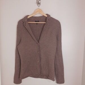 Talbots Merino Wool Brown Cardigan Sweater Women's Goblincore Button Size M